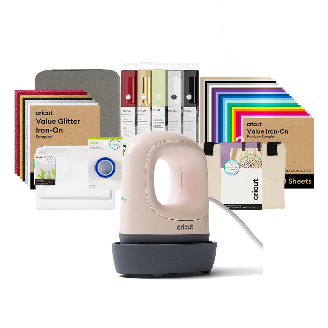 Cricut EasyPress Mini™ LT, Bege Rosado + Conjunto Tudo Incluído