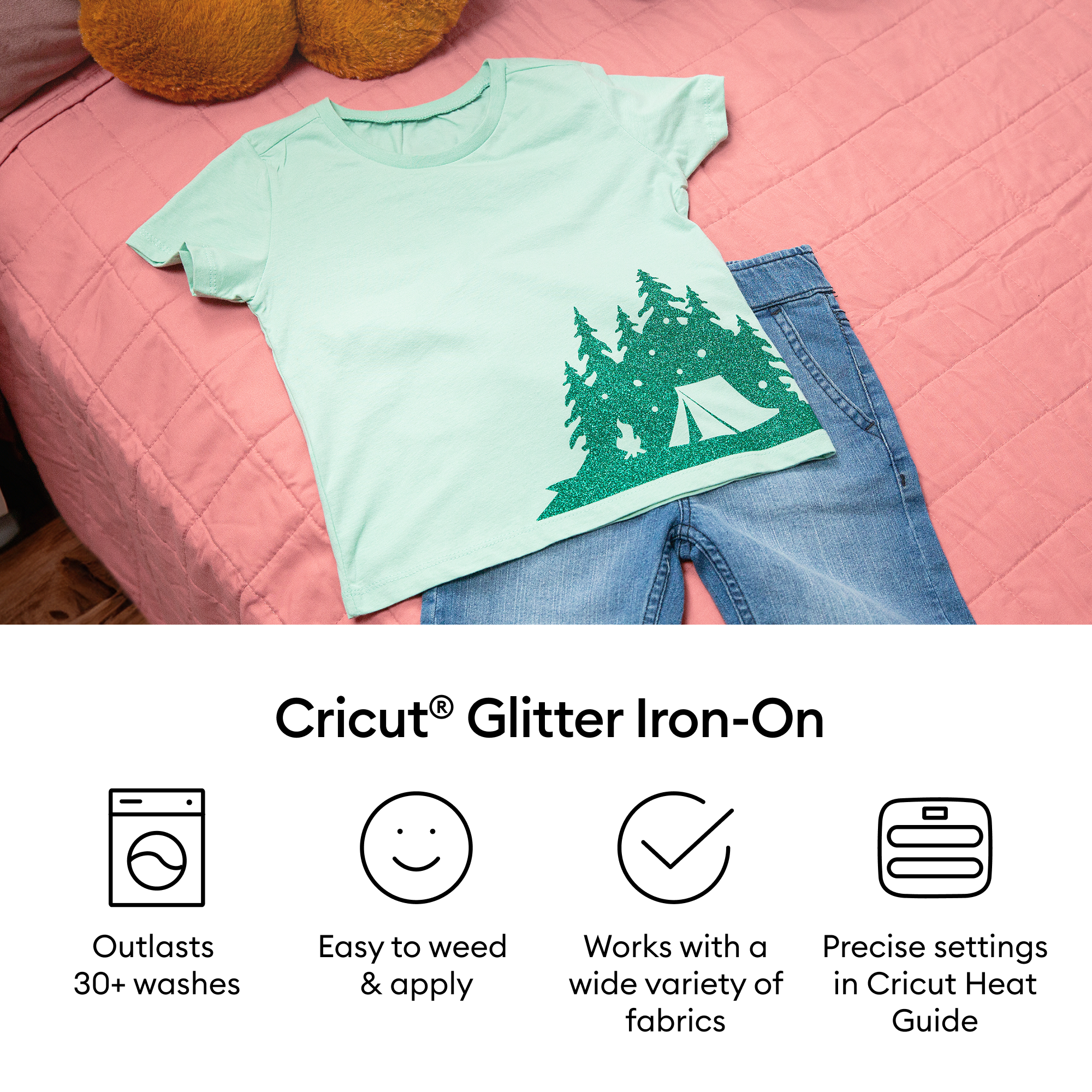 Cricut® Iron-On com Brilho, Amostra Sangria (3 unidades)