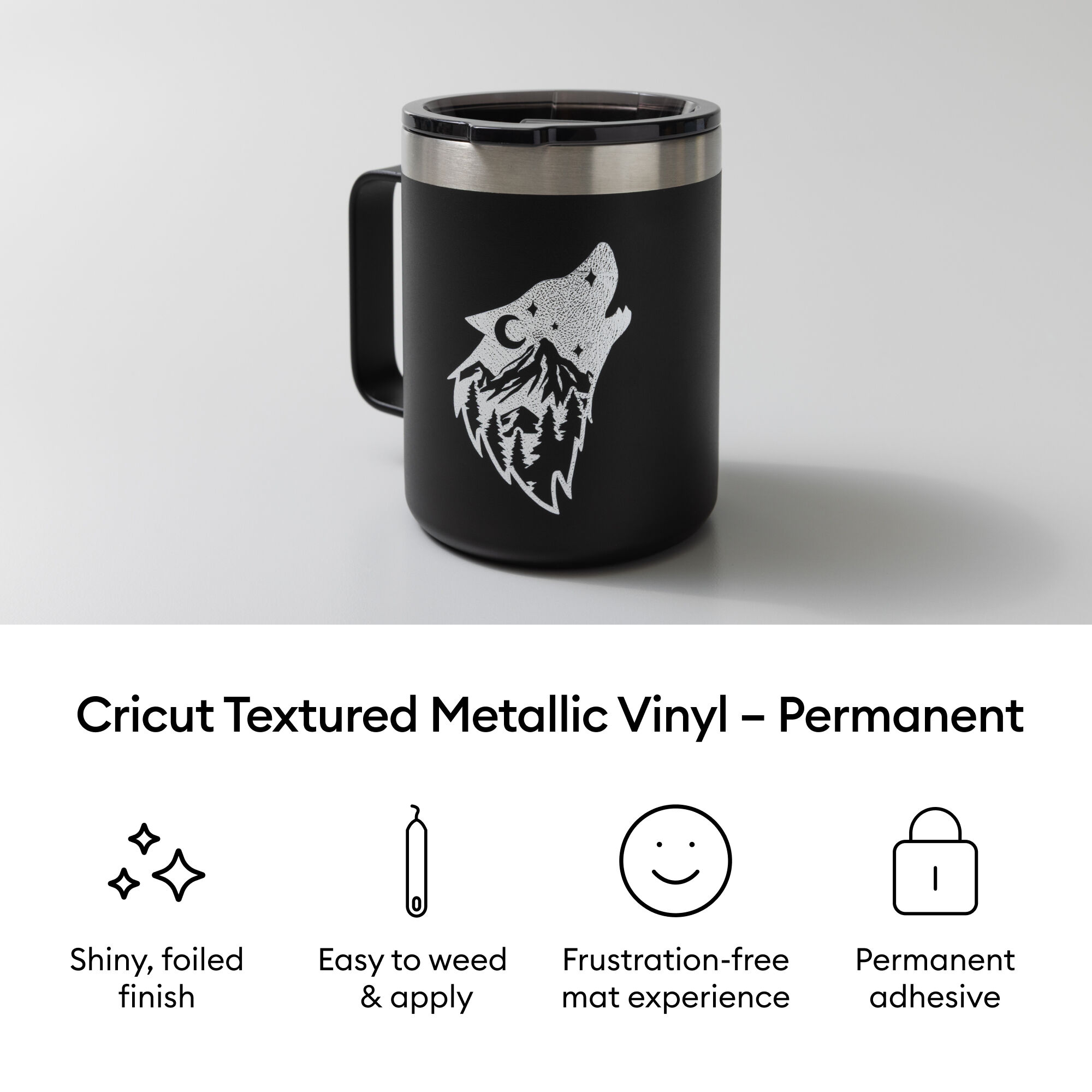 Vinil Metálico Texturizado Cricut® – Permanente, Amostra Luxuosa - 12 in x 12 in (6 unidades)