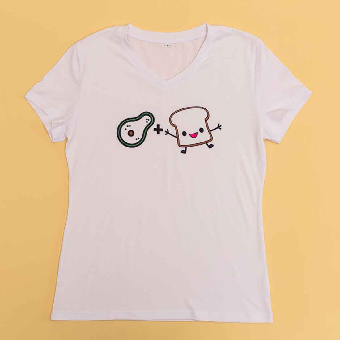 Camiseta Branca Feminina, Gola em V