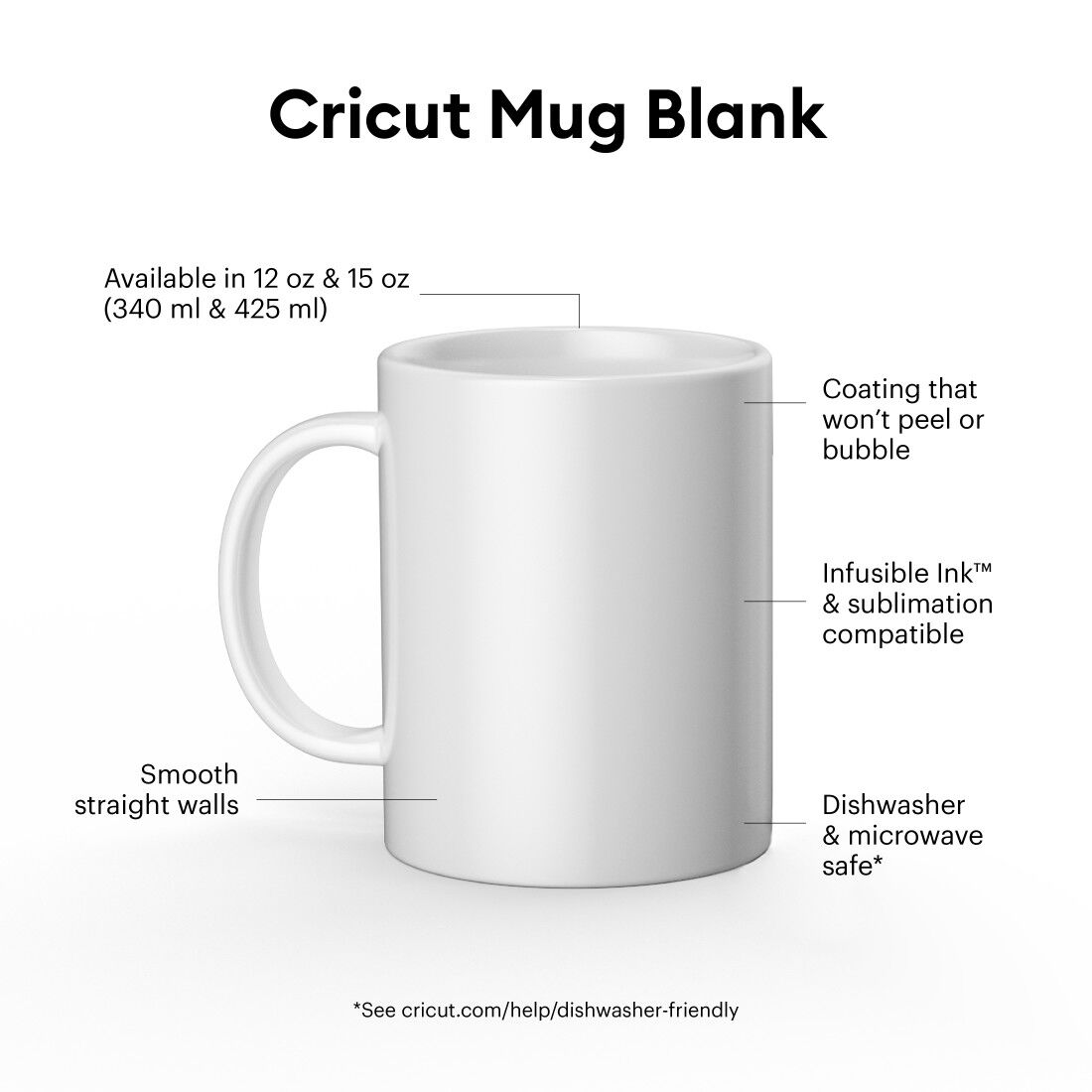 Caneca Branca em Cerâmica, Vazia - 12 oz/340 ml (6 unidades)