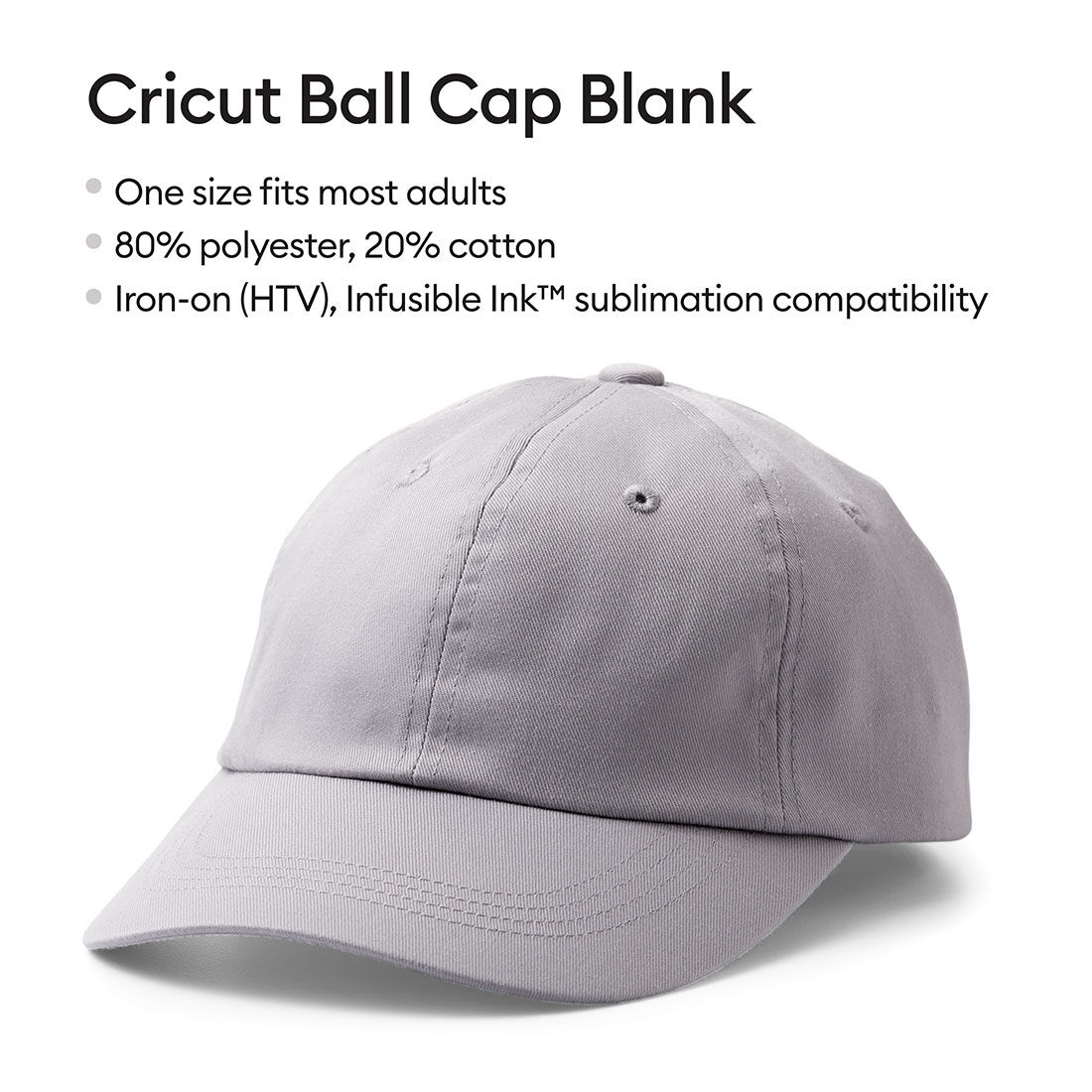 Área em Branco para Boné Cricut, Cinza (1 un)