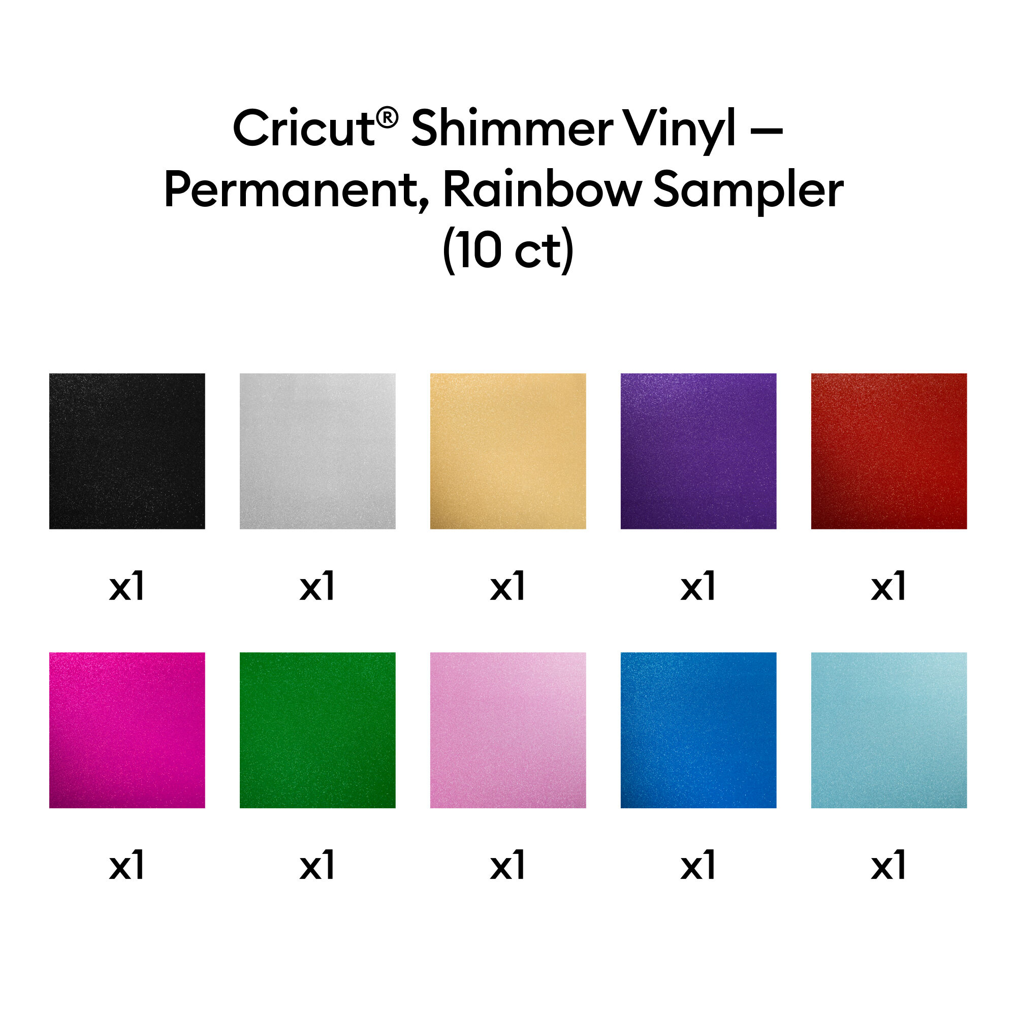 Vinil Brilhante Cricut® – Permanente, Amostra de Festas - 12 in x 12 in (10 unidades)
