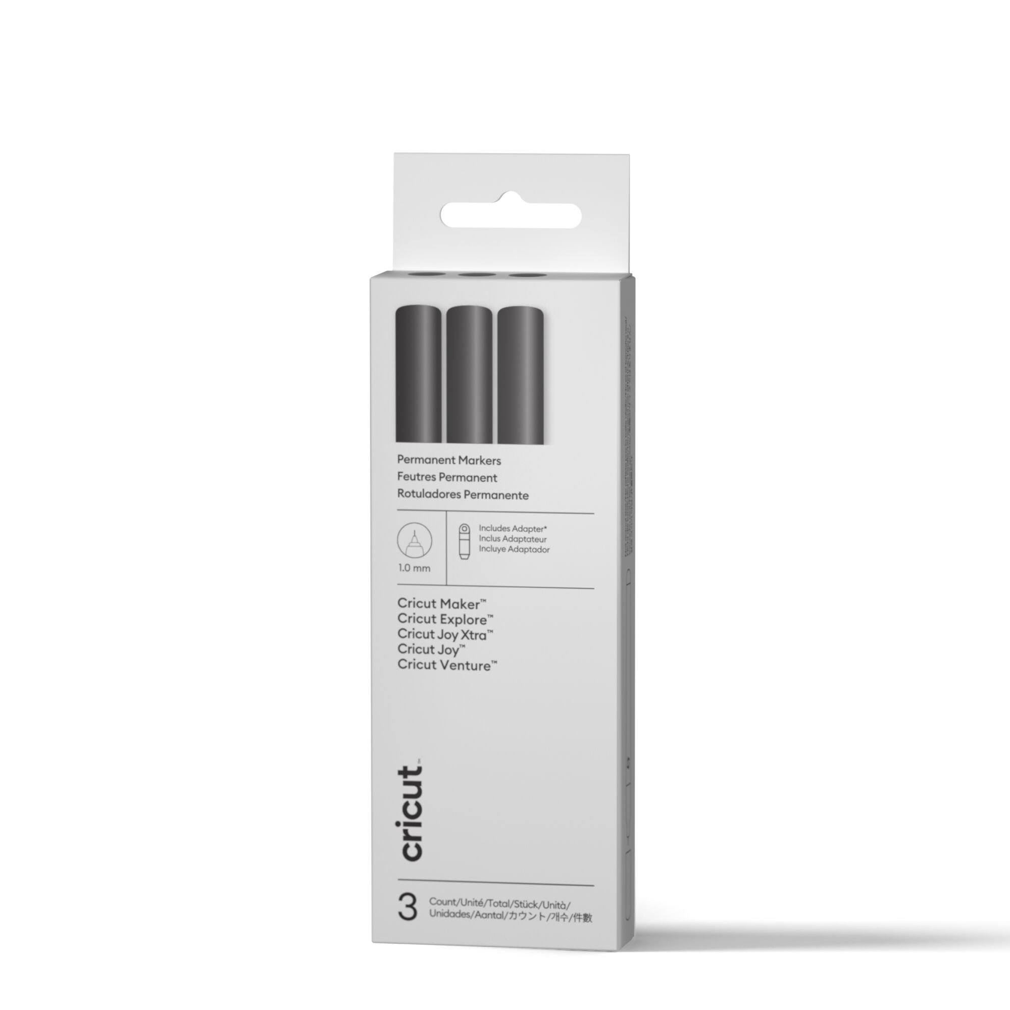 Marcadores Permanentes Cricut® 1,0 mm, Preto (3 unidades) + Adaptador