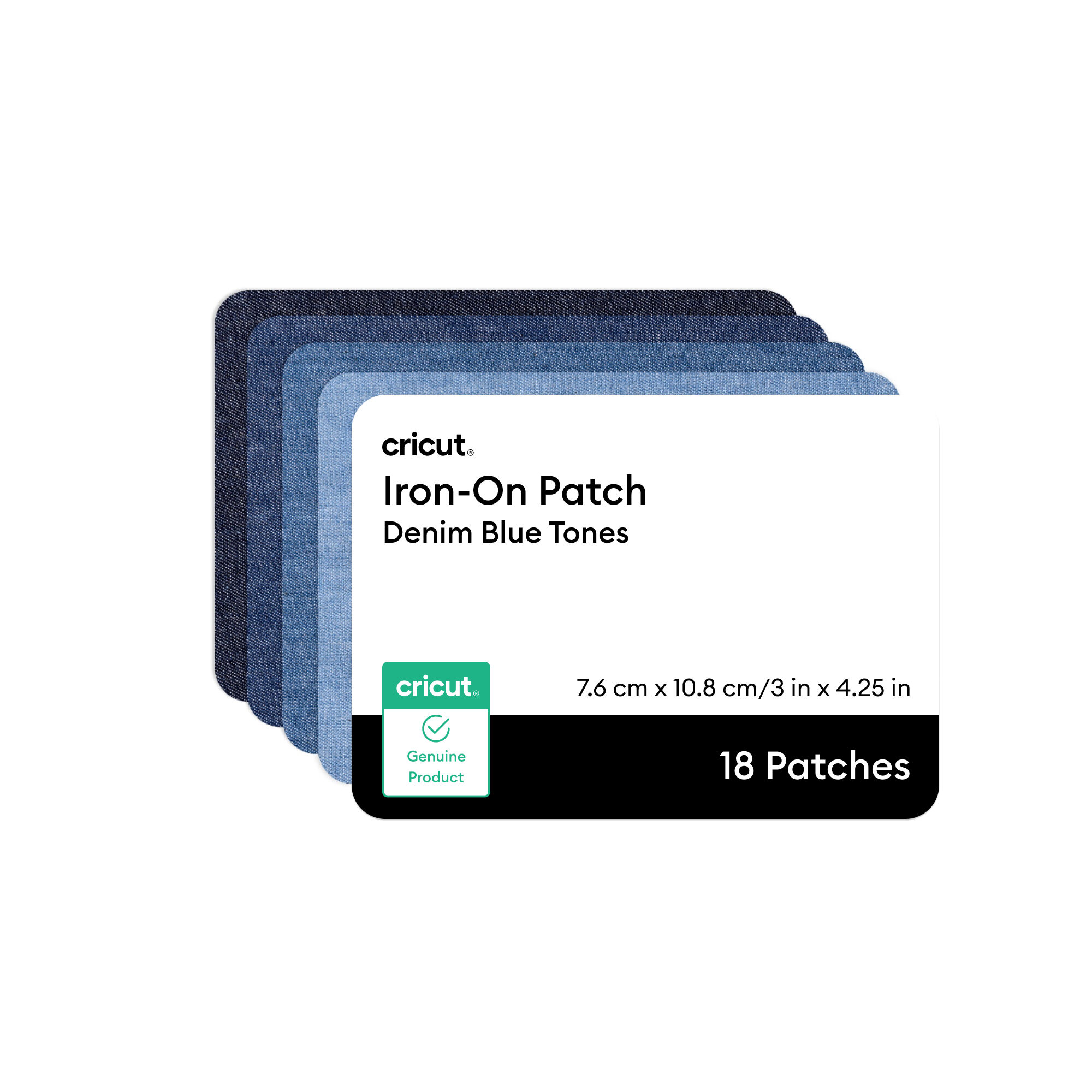 Patch de Aplicação a Ferro, Tons de Jeans Azul, 3 in x 4,25 in (18)