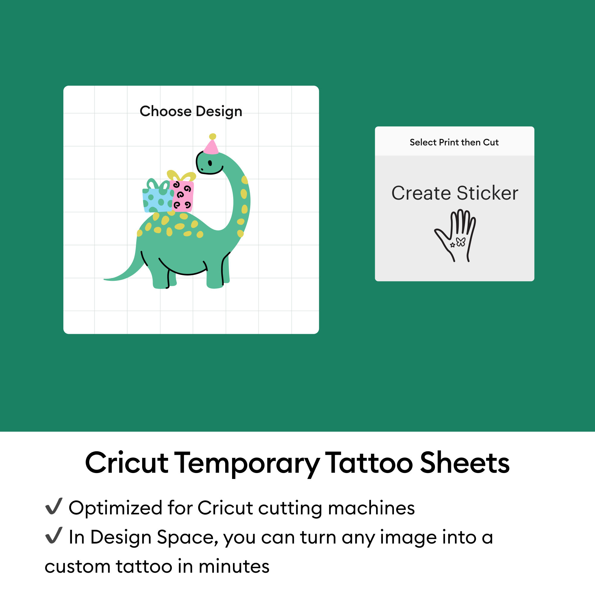 Folhas de Tatuagem Temporária Impressas Cricut® - 8,5 in x 11 in (3 unidades)