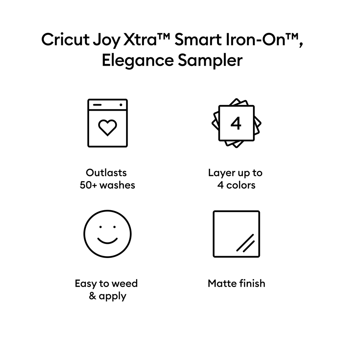 Amostra Inteligente de Adesivo de Ferro Cricut Joy Xtra™, Elegância (3 unidades)