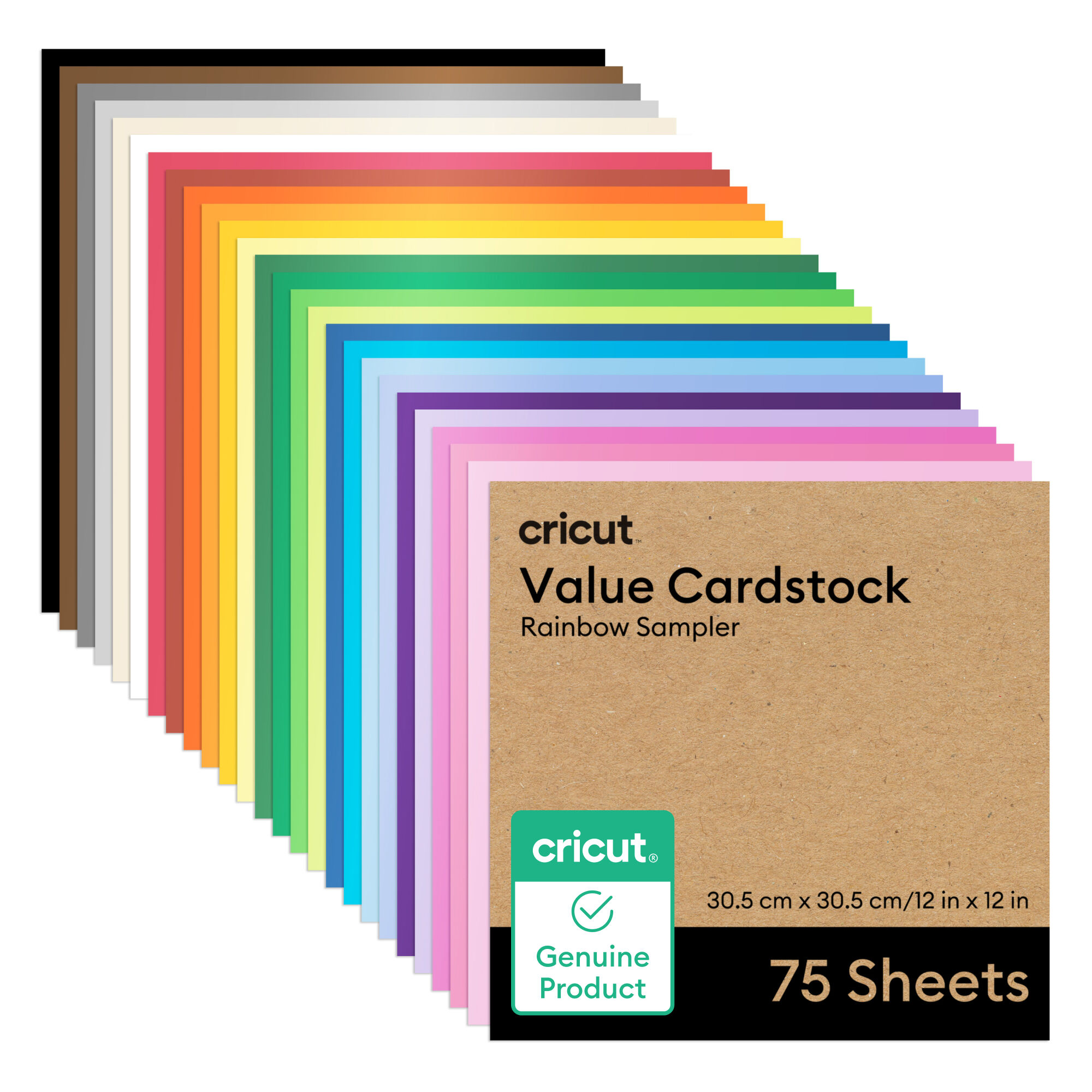 Cricut® Cartão de Valor, Amostra de Arco-Íris - 12 in x 12 in (75 folhas)