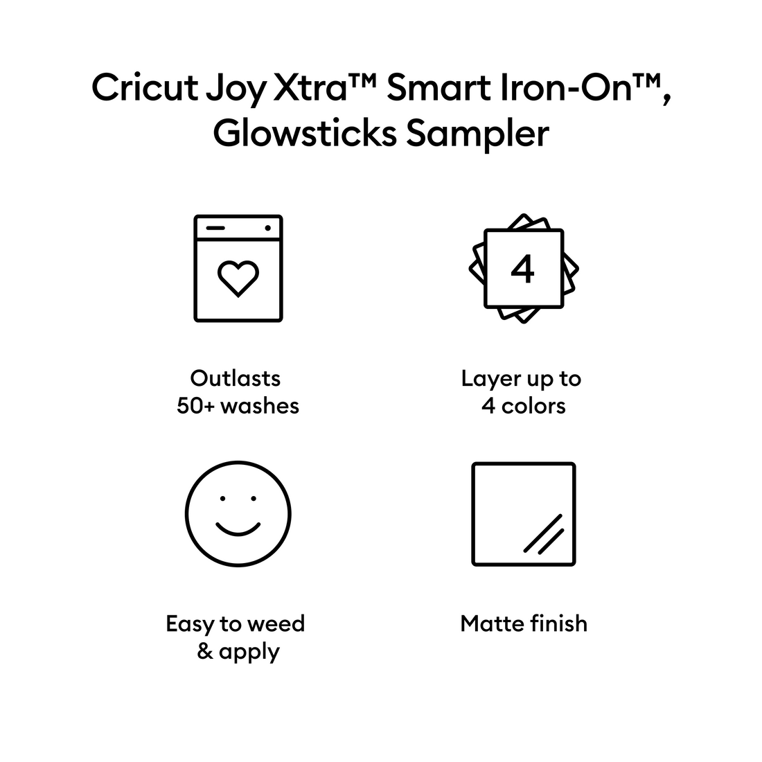 Amostra Inteligente de Adesivos de Ferro Cricut Joy Xtra™, Bastões de Luz (3 unidades)