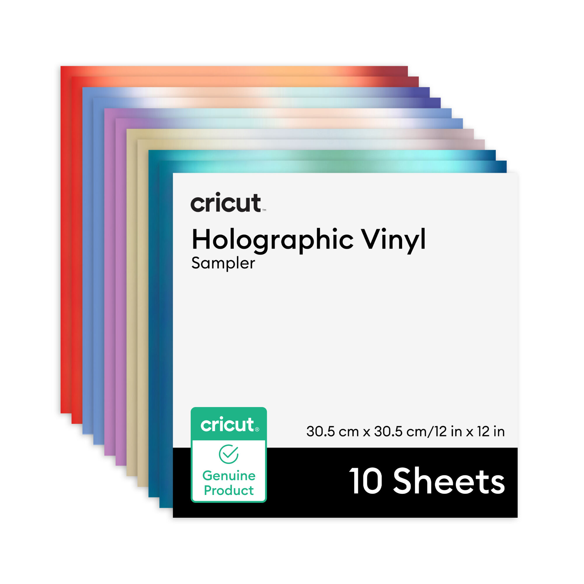 Vinil Holográfico Cricut® – Permanente, Amostra Mítica - 12 in x 12 in (10 unidades)