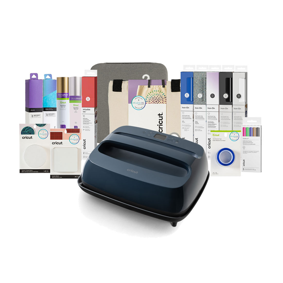 Cricut EasyPress® SE – 12 pol. x 10 pol., Azul Chumbo + Conjunto Tudo Incluído