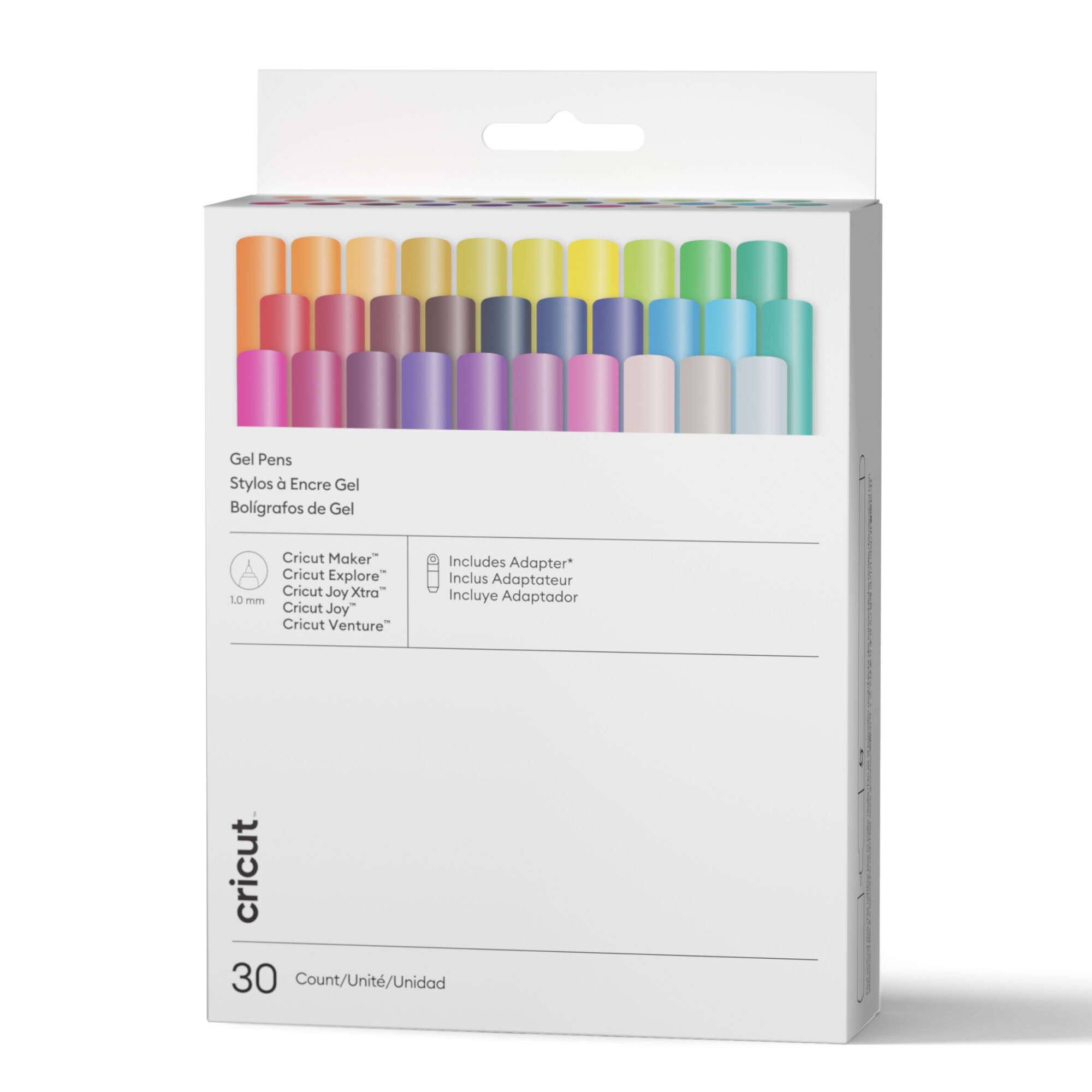 Canetas de Gel Cricut® 1,0 mm, Kit de Amostras (30 unidades) + Adaptador
