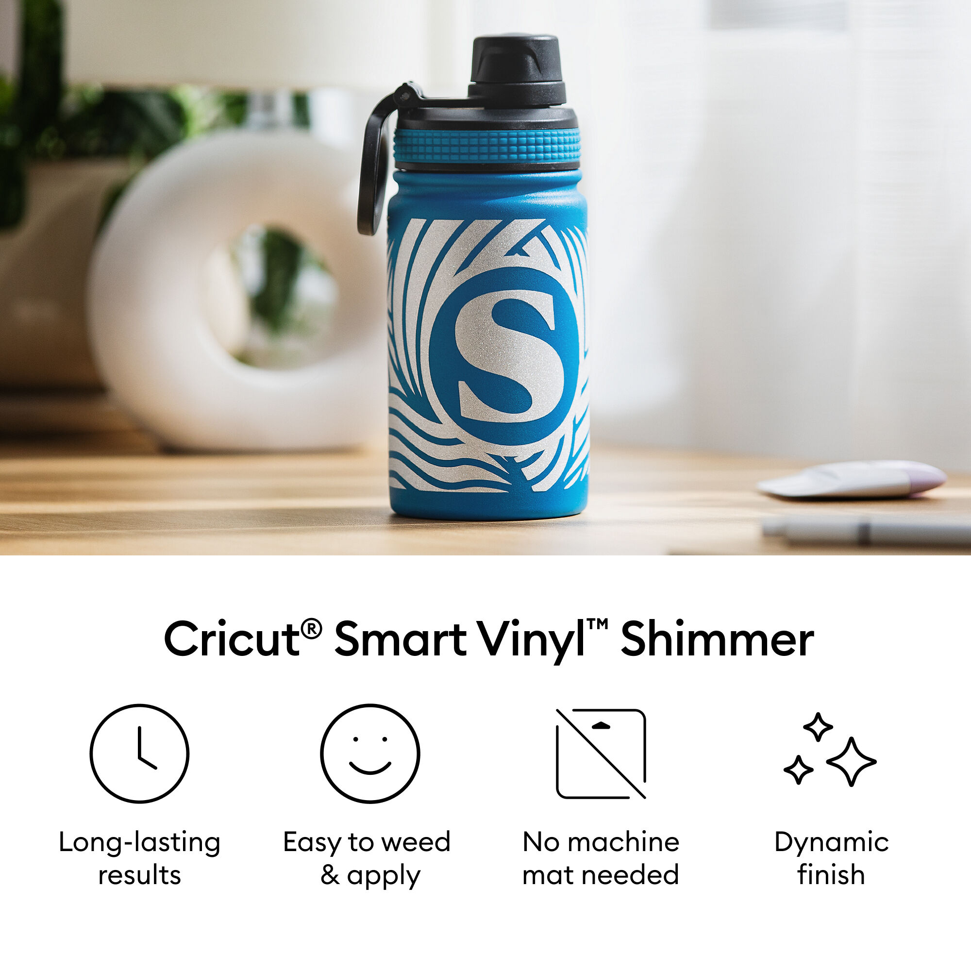 Cricut® Smart Vinyl™ Shimmer Matless Vinil Permanente, Amostra Seaglass - 13 in x 12 in (3 unidades)
