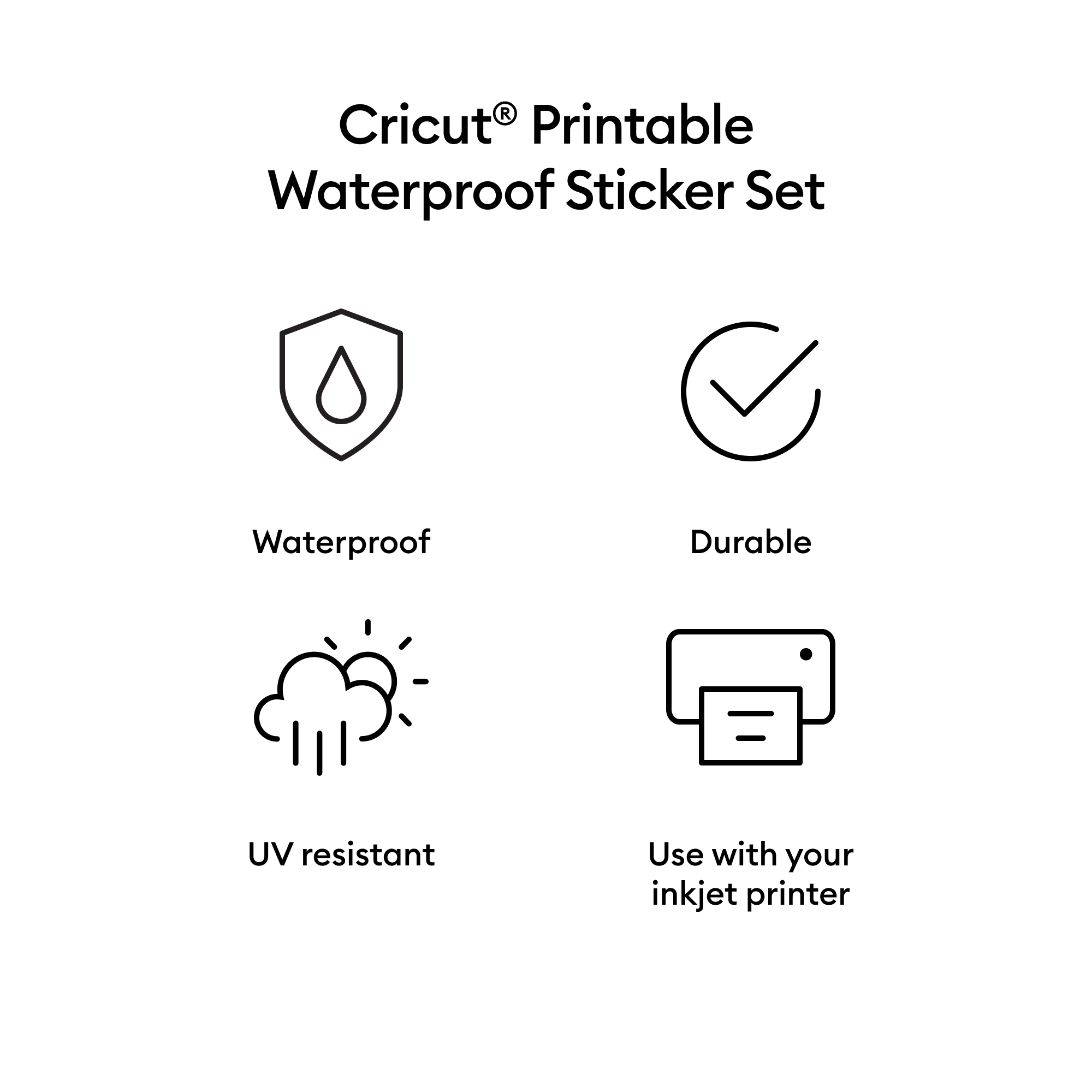 Conjunto de Adesivos Impermeáveis Impressos Cricut® - 8,5 polegadas x 11 polegadas (20 unidades)