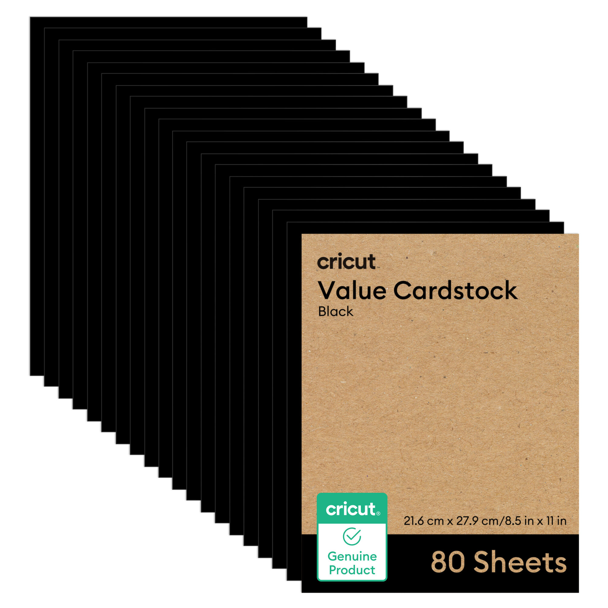 Cartolina de Valor Cricut®, Preto - 8,5 polegadas x 11 polegadas (80 folhas)
