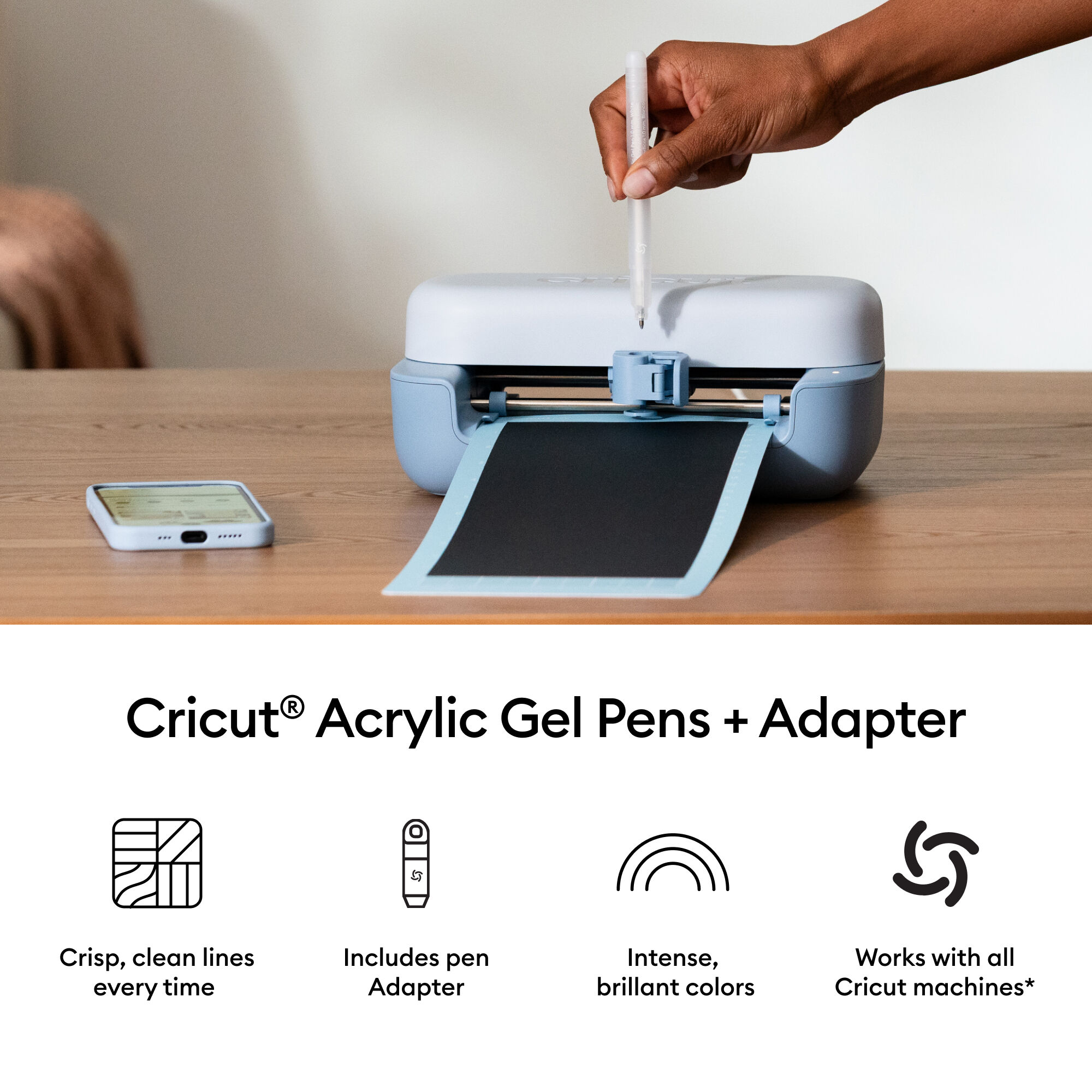 Canetas de Gel Acrílico Cricut, 1,0 mm (3 unidades) + Adaptador