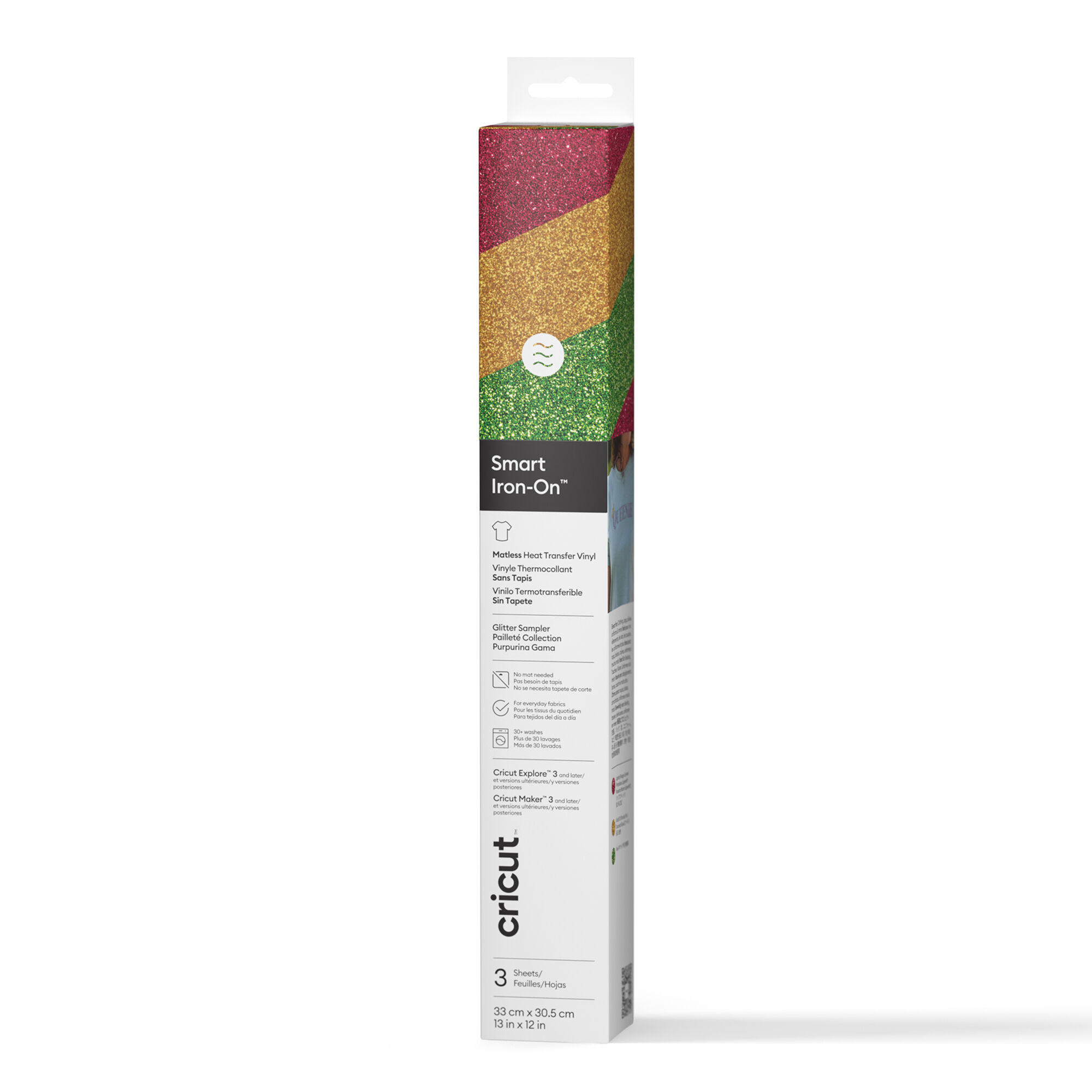 Cricut® Smart Iron-On™ Vinil de Transferência Térmica Brilhante Sem Matriz, Amostra Príncipe Sapo - 13 in x 12 in (3 unidades)
