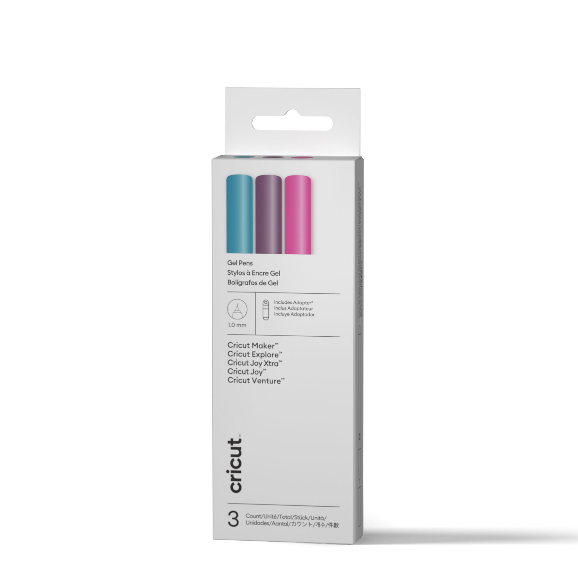 Canetas Gel Cricut® 1,0 mm, Amostra de Pavão (3 unidades) + Adaptador