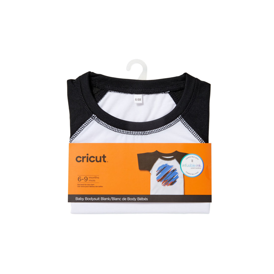 Macacão Bebê Branco e Preto, Manga Raglan